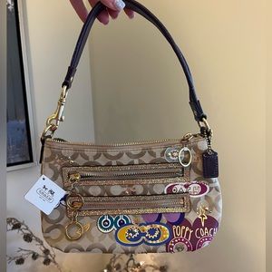 Coach Signature Jazzy Poppy glitter purse/handbag. Multi canvas. Brand new!